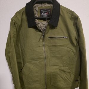 Giant Garments Olive Green Lightweight Work Jacket with Black Collar